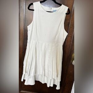 ANTONIO MELANI Cotton & Linen Blend Women's White Sleeveless Dress